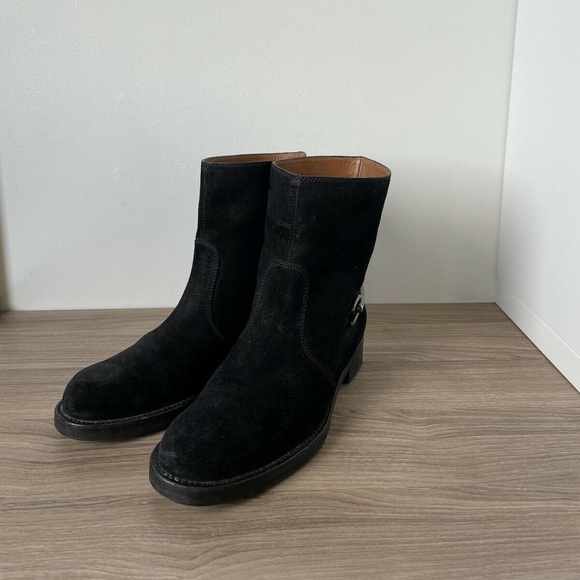 Gucci 354003 Black Suede Leather Ankle Boots Size 38 / 8US 100% AUTHENTIC - Picture 3 of 12
